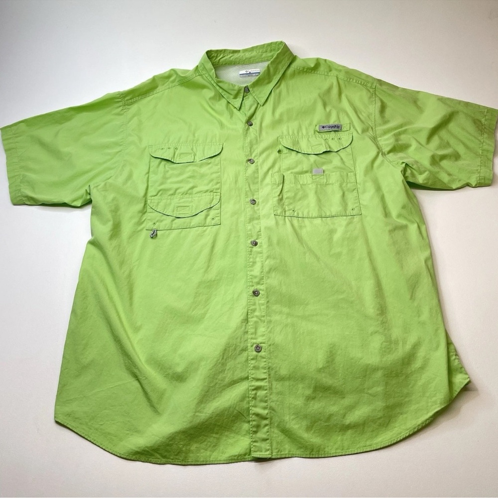Columbia Men's PFG Vented Fishing Shirt Men’s 2XT Tall Lime Short Sleeve Outdoor